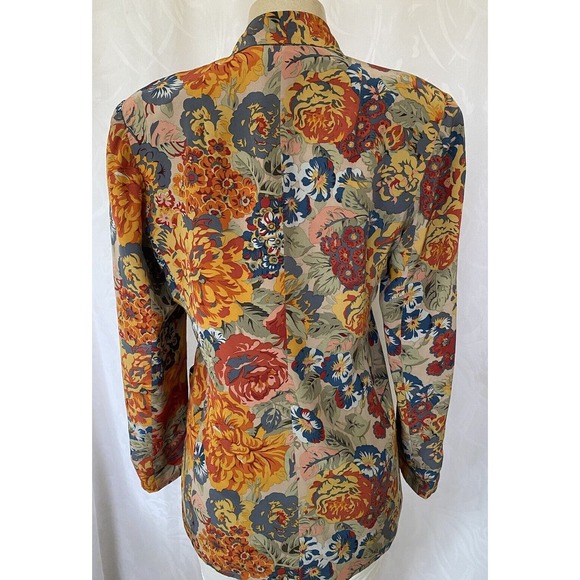 Vintage Galinda Wang Silk Blazer Jacket Floral Pockets One Button Lined … - Picture 3 of 6